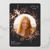 木炭フローラフォイル写真卒業のお知らせ 箔招待状 (正面)