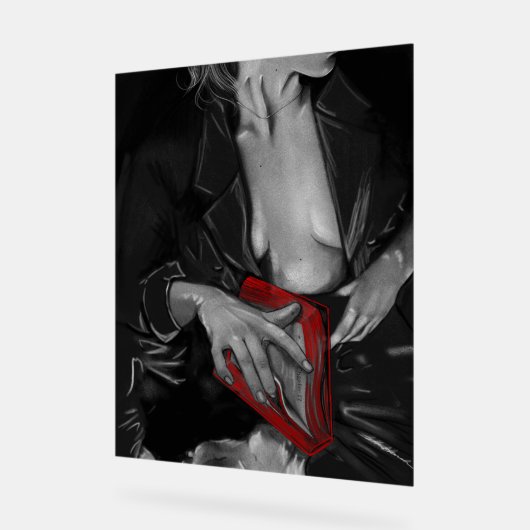 木炭ブックラバークリムゾンウォールアート アクリルサイン (傾斜)