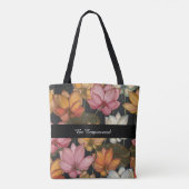 木炭ブラックトートに咲く蓮の睡蓮 トートバッグ (裏面)