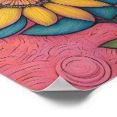 木炭ペンシル黄色デイジーポスター ポスター (角)