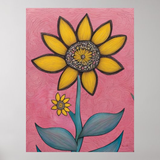 木炭ペンシル – ベビーバドフラワー ポスター (正面)