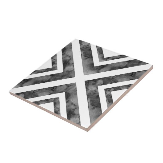 木炭ホワイトウォーターカラーダイヤモンドジオメトリック タイル (側面)