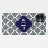 木炭ホワイトモロッコ#5海軍3イニシャルモノグラム Case-Mate iPhoneケース (裏面(横))