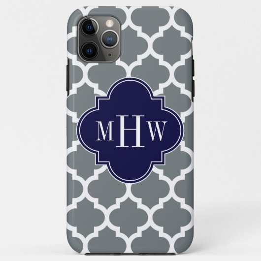 木炭ホワイトモロッコ#5海軍3イニシャルモノグラム Case-Mate iPhoneケース (裏面)