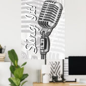 木炭ポスターでItヴィンテージマイクを歌う ポスター (ホームオフィス)