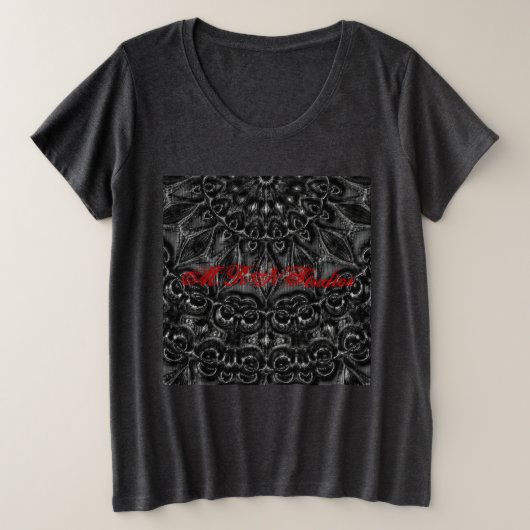 木炭マンダラプラスTシャツ プラスサイズTシャツ (デザイン正面)