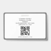 木炭ミニマリストビジネスQR社員写真ID バッジ (裏面)