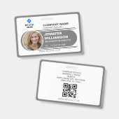 木炭ミニマリストビジネスQR社員写真ID バッジ (正面＆裏面)