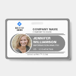 木炭ミニマリストビジネスQR社員写真ID バッジ