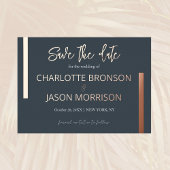 木炭ミニマルライン結婚式の日付の保存 箔招待状