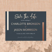 木炭ミニマルライン結婚式の日付の保存 箔招待状