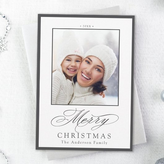 木炭メリースタイリッシュクリスマスフォトホリデー シーズンカード