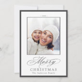 木炭メリースタイリッシュクリスマスフォトホリデー シーズンカード (正面)