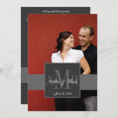 木炭モノグラムの写真の結婚式招待状2 招待状 (正面/裏面)