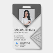 木炭企業セキュリティQRコード従業員の写真 バッジ (表面)