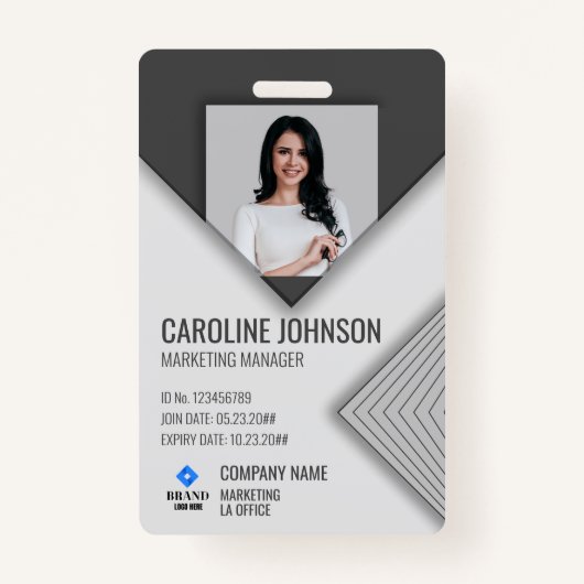 木炭企業セキュリティQRコード従業員の写真 バッジ (正面)