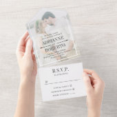 木炭文字ビッグ結婚フォト オールインワン招待状 (貼ってはがせる)