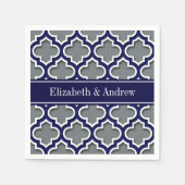 木炭海軍白いモトッコ人#5DS海軍名前のモノグラム スタンダードカクテルナプキン (正面)