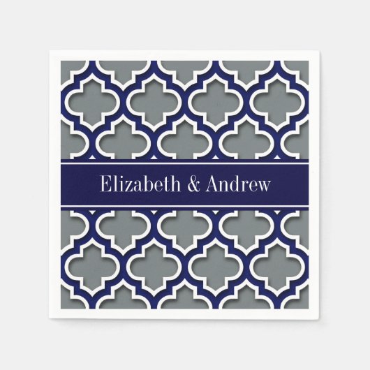 木炭海軍白いモトッコ人#5DS海軍名前のモノグラム スタンダードカクテルナプキン (正面)