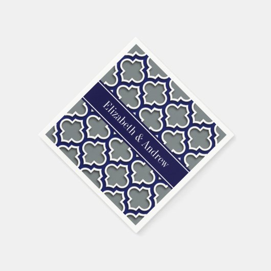 木炭海軍白いモトッコ人#5DS海軍名前のモノグラム スタンダードカクテルナプキン (角)