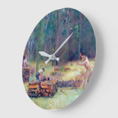 木炭焼き・薪割り トム・ロバーツ 1886 ラージ壁時計 (傾斜)