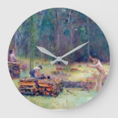 木炭焼き・薪割り トム・ロバーツ 1886 ラージ壁時計 (正面)
