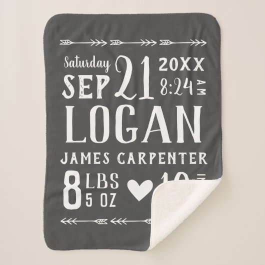 木炭男の赤ちゃん誕生統計キープサケ シェルパブランケット (正面)