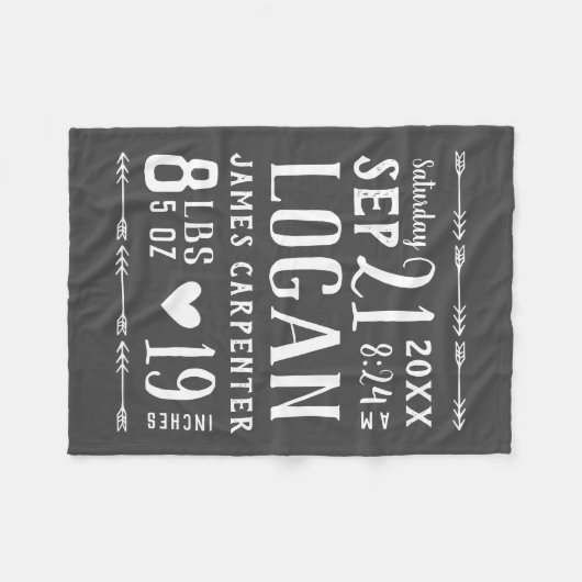 木炭男の赤ちゃん誕生統計キープサケ フリースブランケット (正面(横))