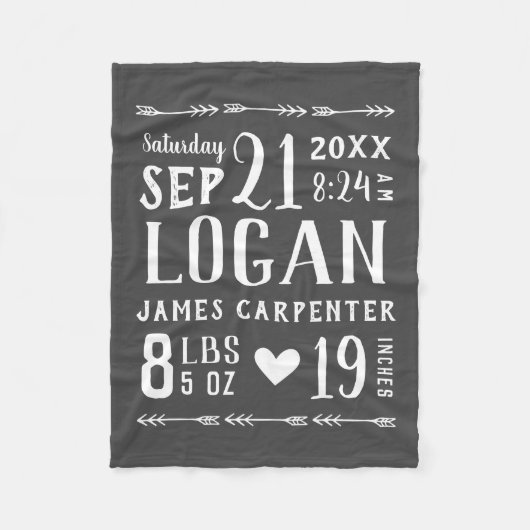 木炭男の赤ちゃん誕生統計キープサケ フリースブランケット (正面)