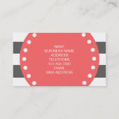 木炭白のストライプパターン、珊瑚のモノグラム 名刺 (裏面)