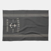 木炭素朴いかりパーソナライズされたビーチハウス キッチンタオル (横)