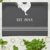 木炭素朴チキンパーソナライズされたファーム名 キッチンタオル (折り畳み)