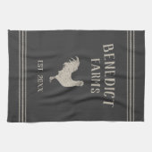 木炭素朴チキンパーソナライズされたファーム名 キッチンタオル (横)