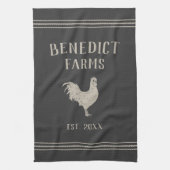 木炭素朴チキンパーソナライズされたファーム名 キッチンタオル (縦)