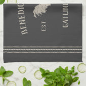 木炭素朴チキンパーソナライズされたファーム名 キッチンタオル (折り畳み)