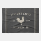 木炭素朴チキンパーソナライズされたファーム名 キッチンタオル (横)