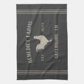 木炭素朴チキンパーソナライズされたファーム名 キッチンタオル (縦)