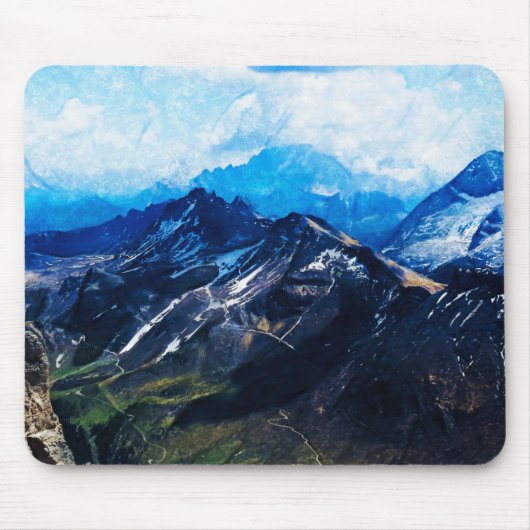 木炭絵画の山 – イタリアのドロミテス山脈 マウスパッド (正面)