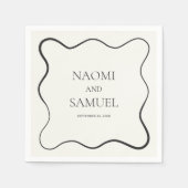 木炭縁ど波結婚紙ナプキン スタンダードカクテルナプキン (正面)