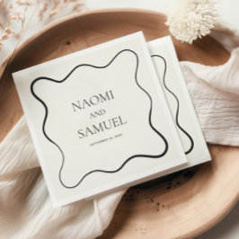 木炭縁ど波結婚紙ナプキン スタンダードカクテルナプキン