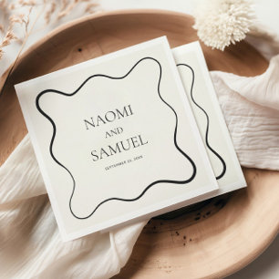 木炭縁ど波結婚紙ナプキン スタンダードカクテルナプキン