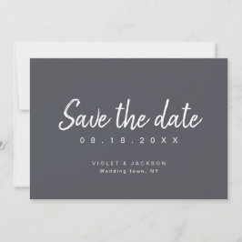 木炭色のミニマリストスクリプトル書きSave the Date セーブザデート