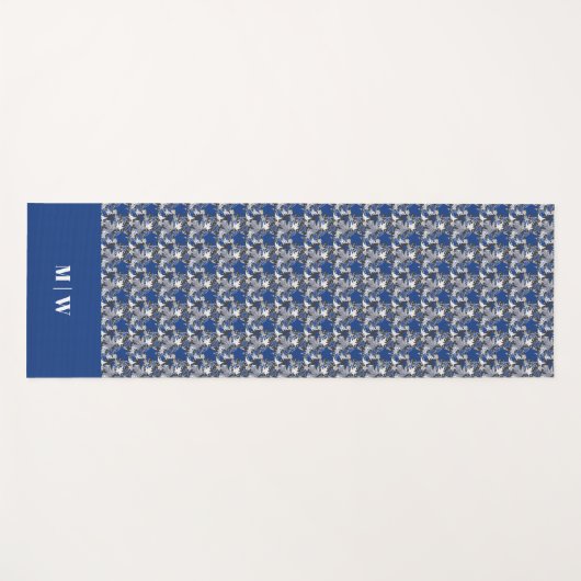 木炭葉の背景にカエデの青 ヨガマット (正面(横))