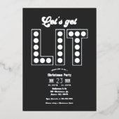 木炭輝くレトロクリスマスパーティー Let's Get Lit 箔招待状 (正面)