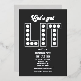 木炭輝くレトロクリスマスパーティー Let's Get Lit 箔招待状