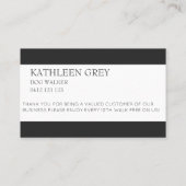 木炭金ゴールドポープリントドッグウォーカーロイヤリティカード 名刺 (裏面)