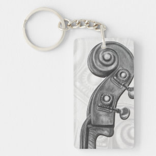 木炭音楽Keychainのモノグラムの低音のヘッドストック キーホルダー