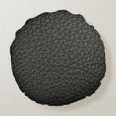 木炭黒いレザールックのプリントの円形の枕 ラウンドクッション (裏面)