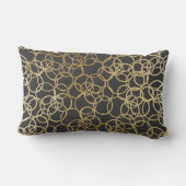 木炭黒のモダンな金ゴールドの円 ランバークッション (裏面)