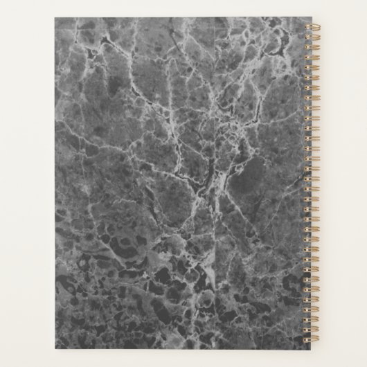 木炭黒大理石モダンモノグラム プランナー手帳 (裏面)